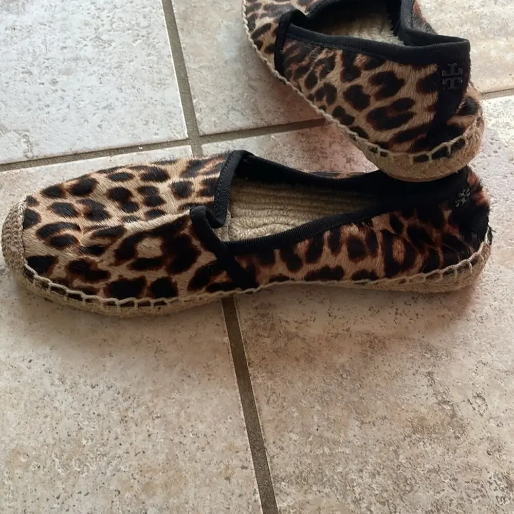 Tory Burch Leopard-print Calf Hair Espadrilles Flats
